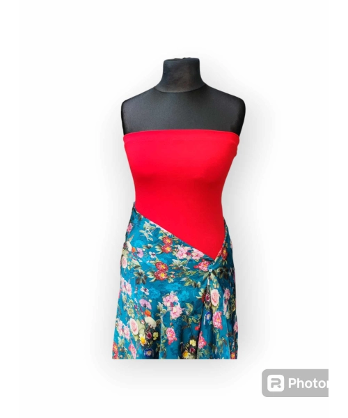 Krótki top damski plażowy Bluzka bez ramiączek - czerwony